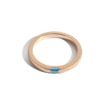 Shahla Karimi Unisex Birthstone Baguette Ring 14K Yellow Gold - Matte Finish - Aquamarine