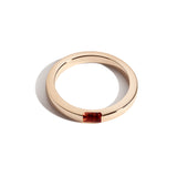 Shahla Karimi Unisex Birthstone Baguette Ring 14K Yellow Gold - High Polish - Garnet