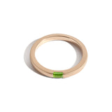 Shahla Karimi Unisex Birthstone Baguette Ring 14K Yellow Gold - Matte Finish - Peridot