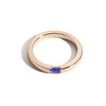 Shahla Karimi Unisex Birthstone Baguette Ring 14K Yellow Gold - High Polish - Tanzanite