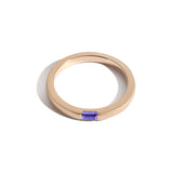 Shahla Karimi Unisex Birthstone Baguette Ring 14K Yellow Gold - Matte Finish - Tanzanite