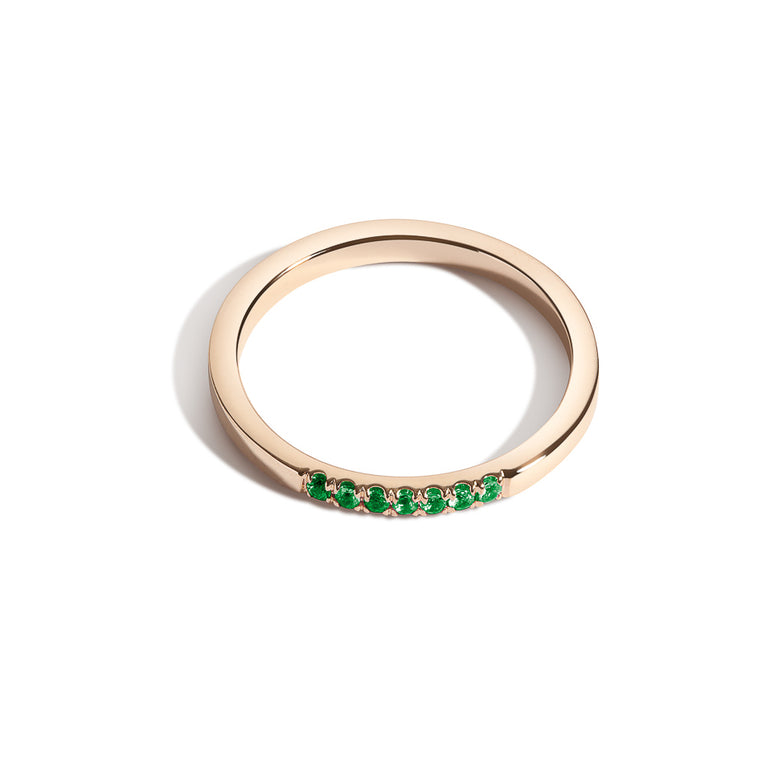 Shahla Karimi Jewelry May Emerald Birthstone Demi Band 14K Yellow Gold