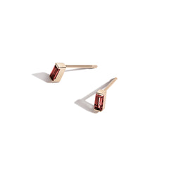 Shahla Karimi Garnet Birthstones Baguette Stud Earrings 14K Yellow Gold