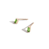 Shahla Karimi Peridot Birthstones Baguette Stud Earrings 14K Yellow Gold
