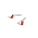 Shahla Karimi Ruby Birthstones Baguette Stud Earrings 14K Yellow Gold