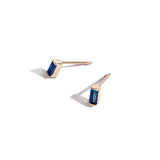 Shahla Karimi Sapphire Birthstones Baguette Stud Earrings 14K Yellow Gold