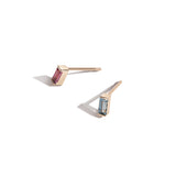 Shahla Karimi Birthstones Baguette Stud Earrings Mix-Match 14K Yellow Gold
