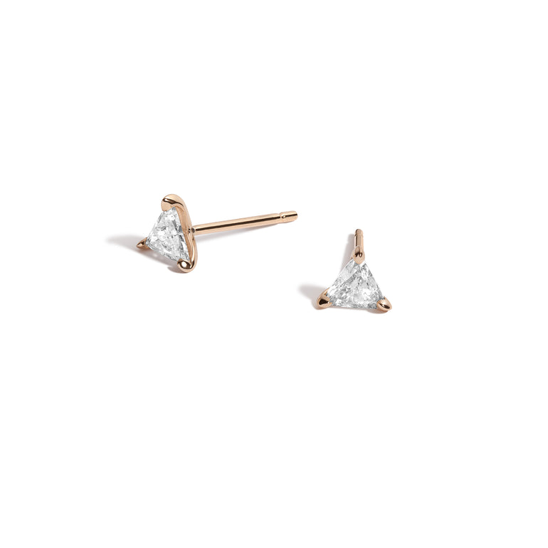 Shahla Karimi Triangle White Diamond Earrings 14K Yellow Gold