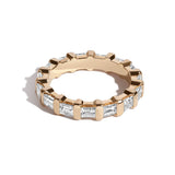 Shahla Karimi Jewelry Wider Rockefeller Baguette Bar Set Ring 14/18K Yellow Gold - 14K Rose + White Gold - Platinum with White Diamond Baguettes
