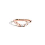 Shahla Karimi Jewelry Curved Asymmetrical Baguette Band in 14K Rose Gold and White Diamonds