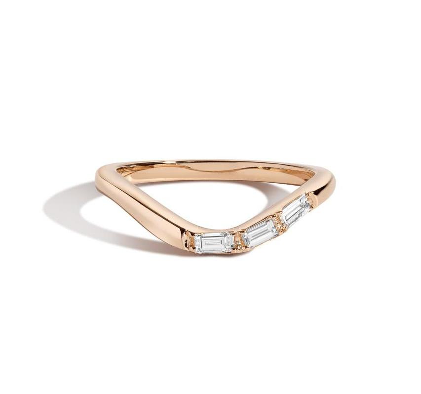 Shahla Karimi Asymmetrical Baguette Band in 14K/18K Yellow Gold and White Diamonds