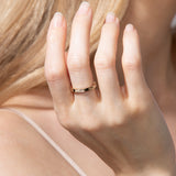 Shahla Karimi Jewelry Morse Code Series Ring 14K Yellow Gold on Model