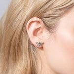 Shahla Karimi Mid-Century Fallingwater Large Baguette Studs 14K Yellow Gold on Model