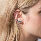 Shahla Karimi Jewelry Something Blue Tourmaline Crawlers 14K Yellow Gold on Model