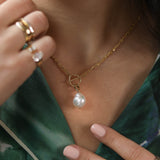 Shahla Karimi Akoya Baroque South Seas Pearl Charm 14K Yellow Gold On 14K Yellow Gold Chain On Model