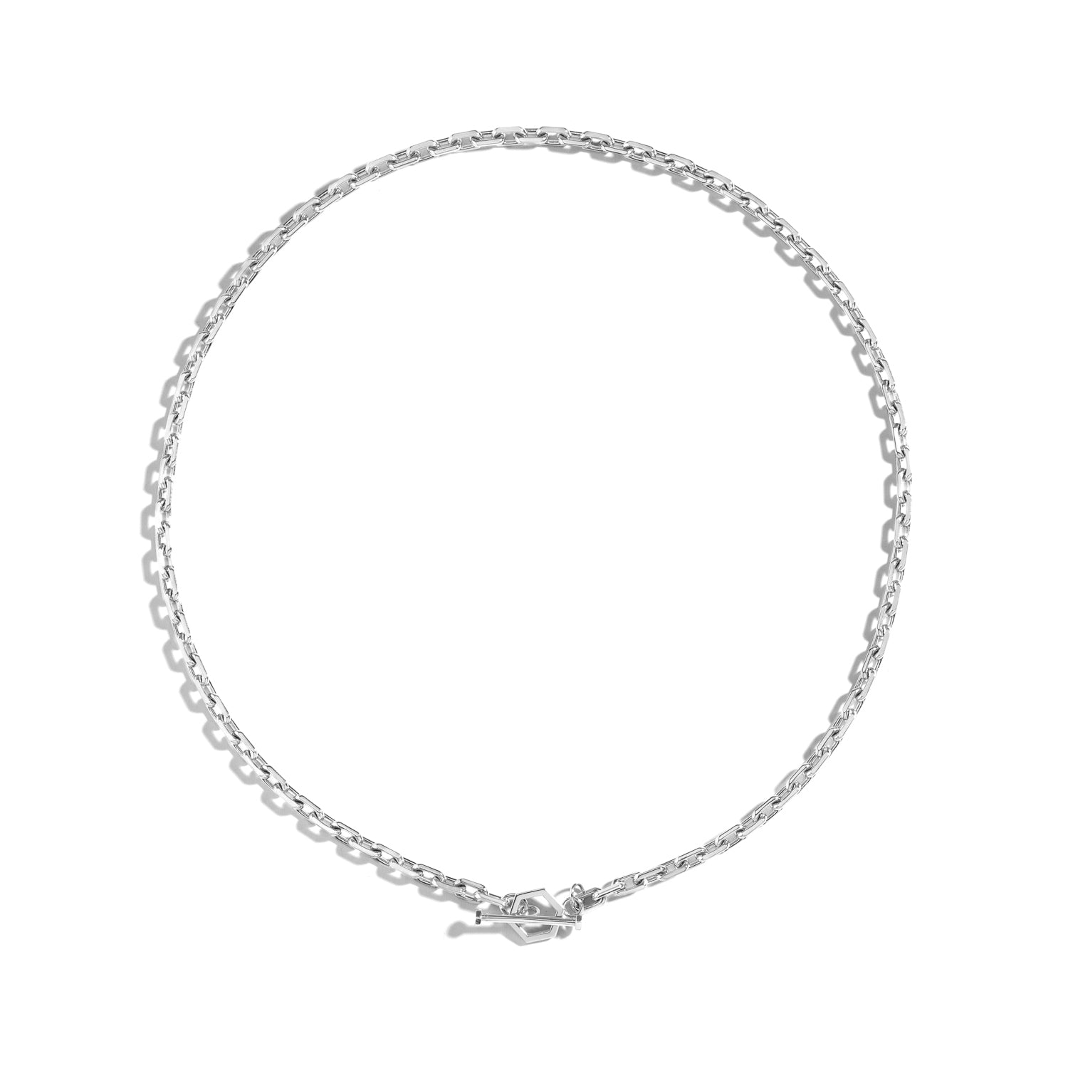 Shahla Karimi 4mm Toggle Chain 16" in White Gold.