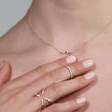 Chrysler Necklace by Shahla Karimi on person's neck