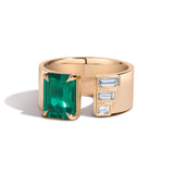 Shahla Karimi Jewelry Emerald Gap Band w/ Baguettes 14/18K Yellow Gold
