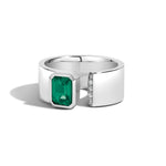 Shahla Karimi Jewelry Emerald Gap Band w/ Pave 14K White Gold or Platinum