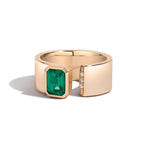 Shahla Karimi Jewelry Emerald Gap Band w/ Pave 14/18K Yellow Gold