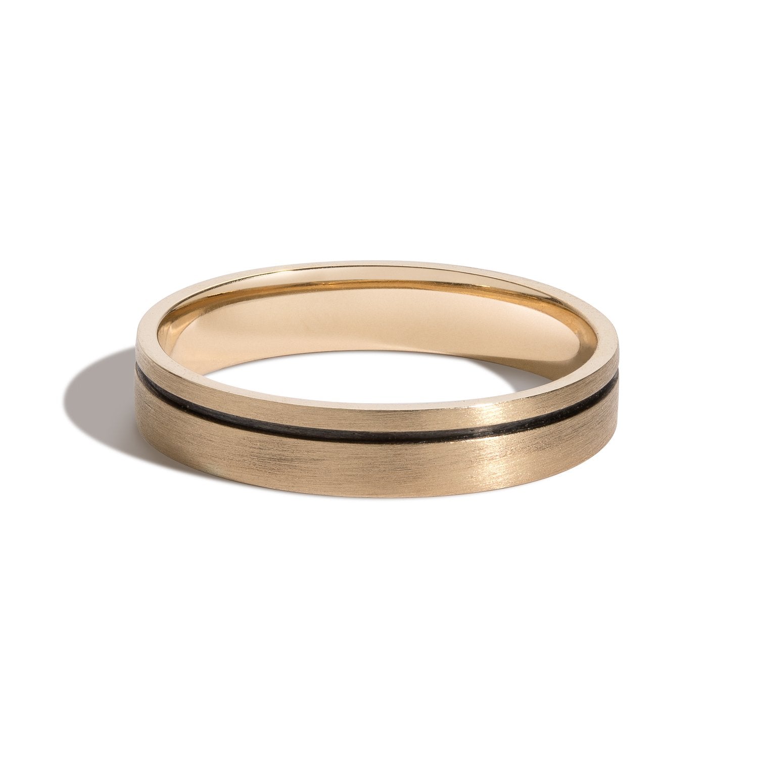 IN STOCK Gold Every Love 4mm Black Rhodium Groove Band - Size 8.75