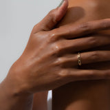 Shahla Karimi Jewelry Chain Link Ring No.2 14K Yellow Gold on Model