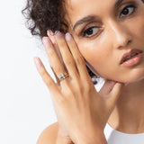 Shahla Karimi Jewelry East-West Baguette Offset Double Ring 14/18K Yellow Gold on Model