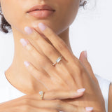 Shahla Karimi Jewelry East-West Baguette Ring in 14/18K Yellow Gold on Model