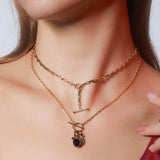 Shahla Karimi 4mm Toggle Chain 16" in Yellow Gold on Model