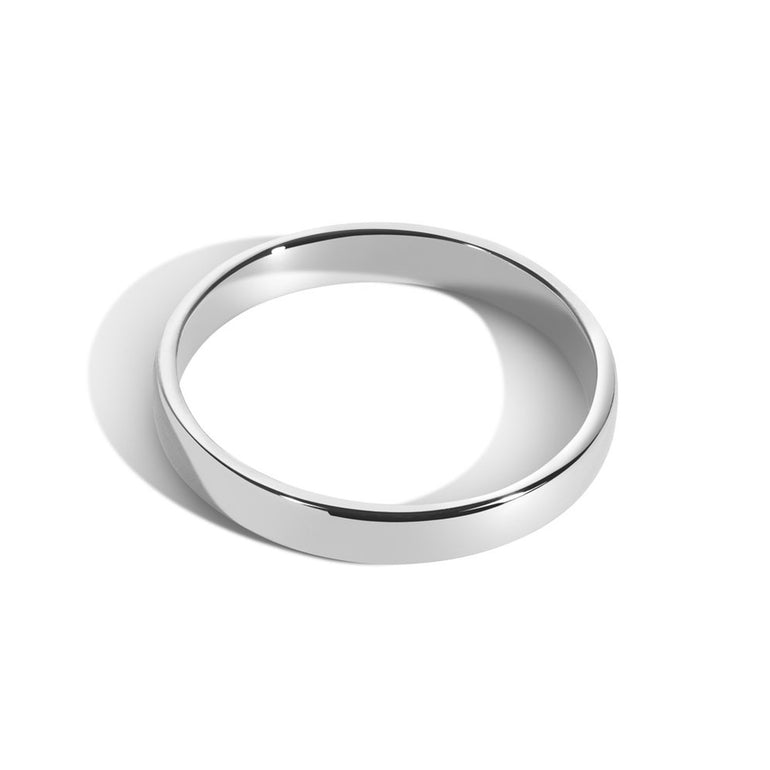 14k White Gold Wedding Band Plain Ring Flat Comfort Fit (3mm)
