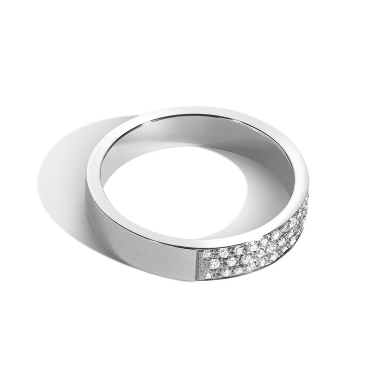 Shahla Karimi Jewelry Every Love Better Half Pave Band 14K White Gold or Platinum Side View
