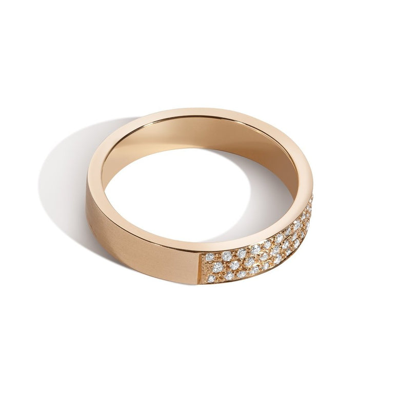 Shahla Karimi Jewelry Every Love Better Half Pave Band 14/18K Yellow Gold Side View
