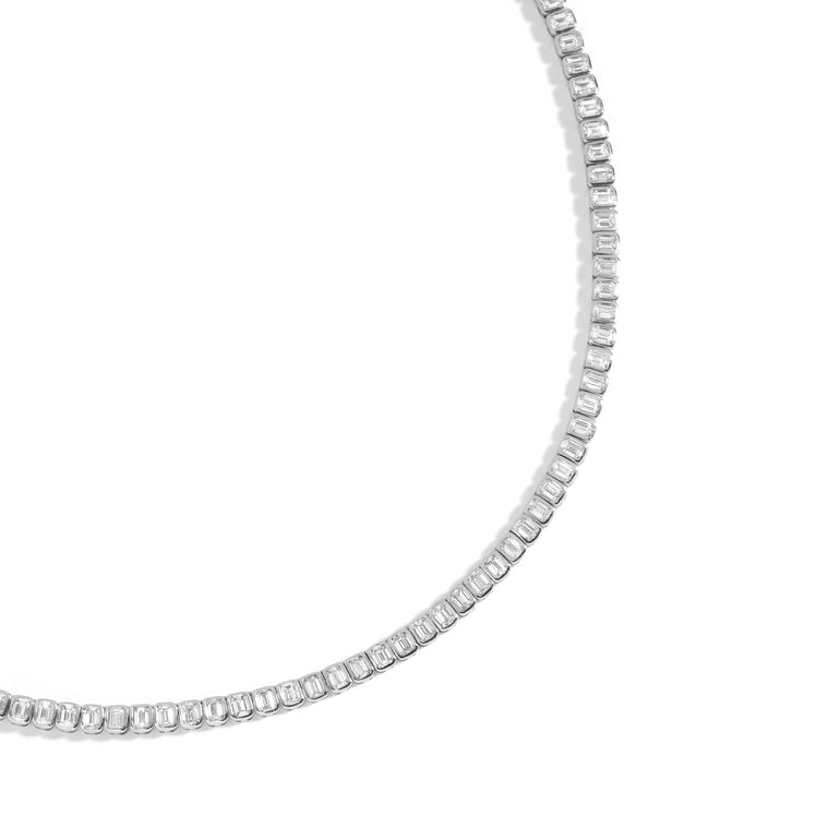 Shahla Karimi 11.5 carat Bezel-Set Emerald Tennis Necklace White Gold
