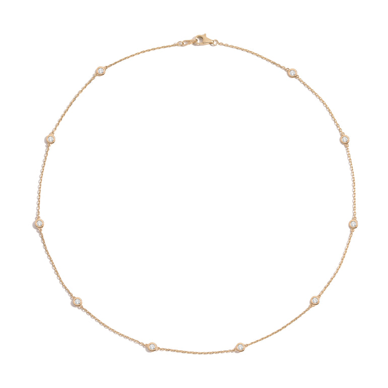 Shahla Karimi Chanel-Set Diamond Scatter Necklace Yellow Gold