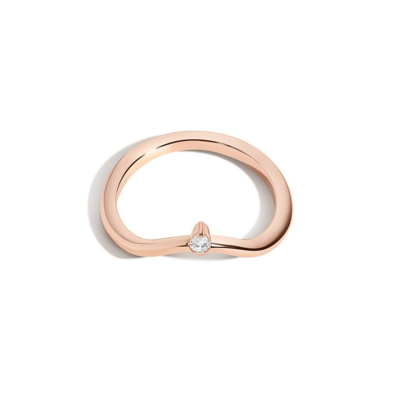 Shahla Karimi Jewelry Diamond Foundry Deco Curved Band with Pear 14/18K Rose Gold with White Diamond