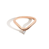 Shahla Karimi Jewelry Diamond Foundry Deco Curved Band with Pear 14/18K Rose Gold with White Diamond - Bottom View