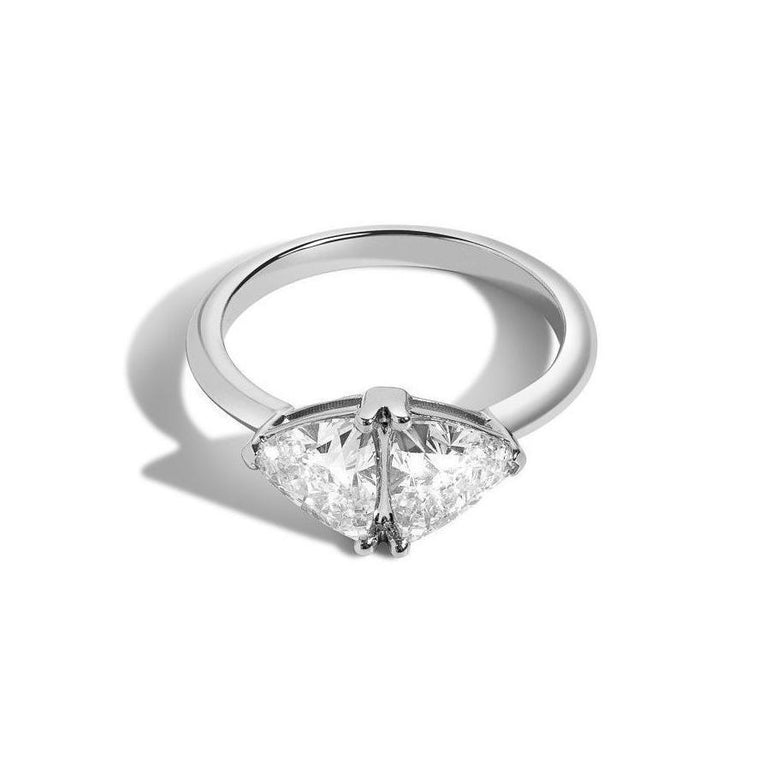 Shahla Karimi Jewelry Diamond Foundry Deco Double Triangle Ring 14K White Gold or Platinum