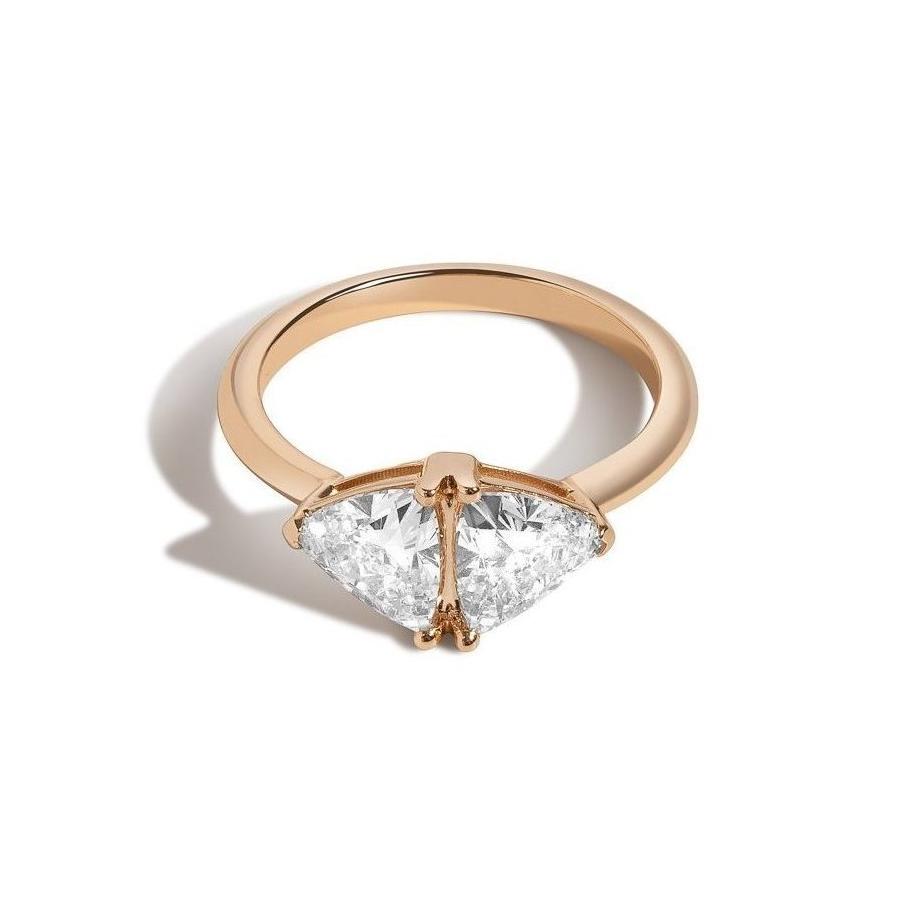 Shahla Karimi Jewelry Diamond Foundry Deco Double Triangle Ring 14/18K Yellow Gold