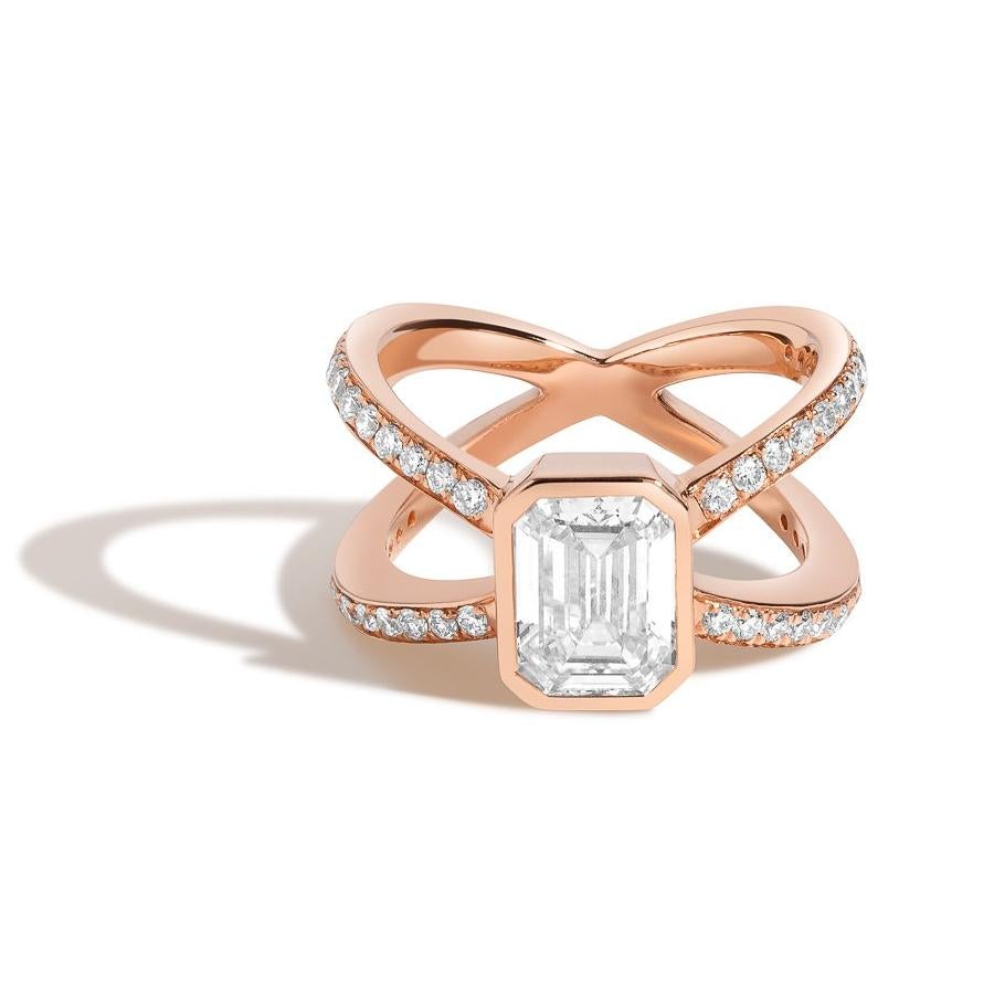 Shahla Karimi Jewelry Diamond Foundry Deco Emerald X Ring 14K Rose Gold