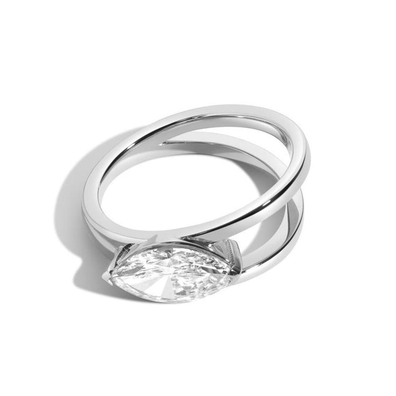Shahla Karimi Jewelry Marquise V Ring in 14K White Gold or Platinum