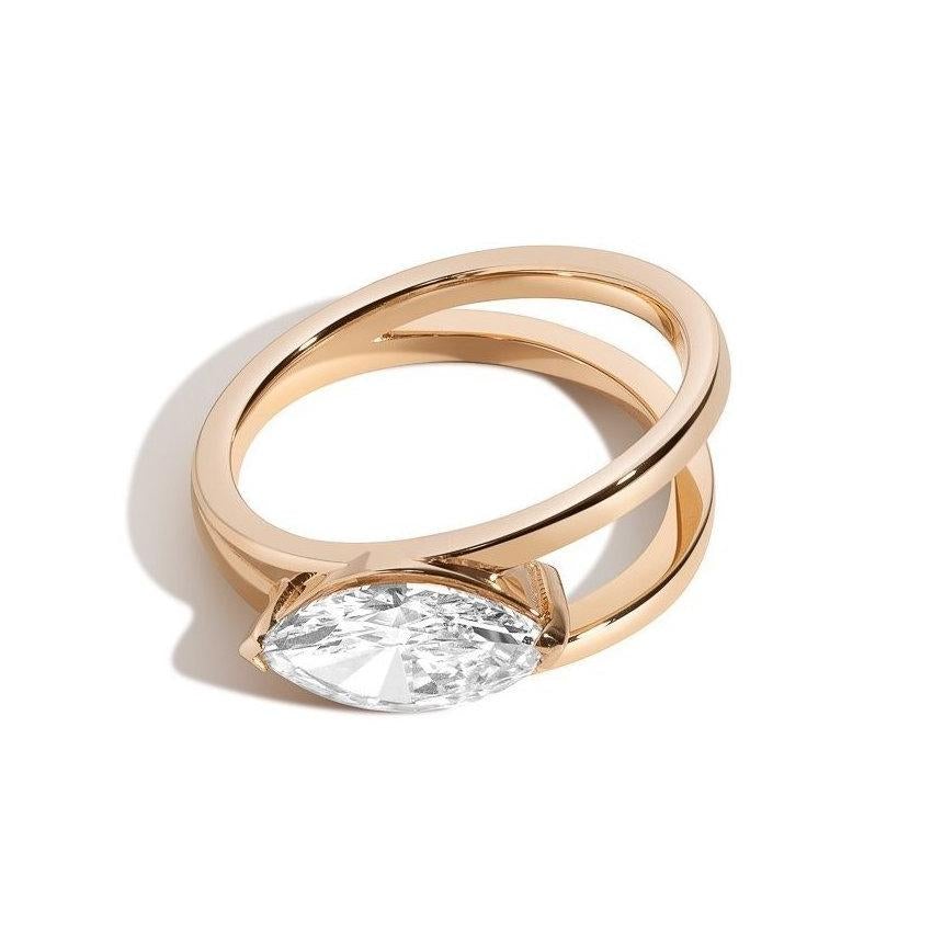 Shahla Karimi Jewelry Marquise V Ring in 14/18K Yellow Gold