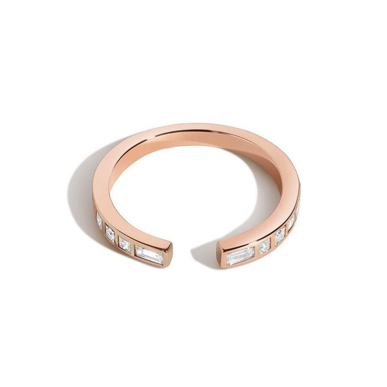 Shahla Karimi Jewelry Rotating Stone Open Band in 14K/18K Rose Gold and White Diamonds