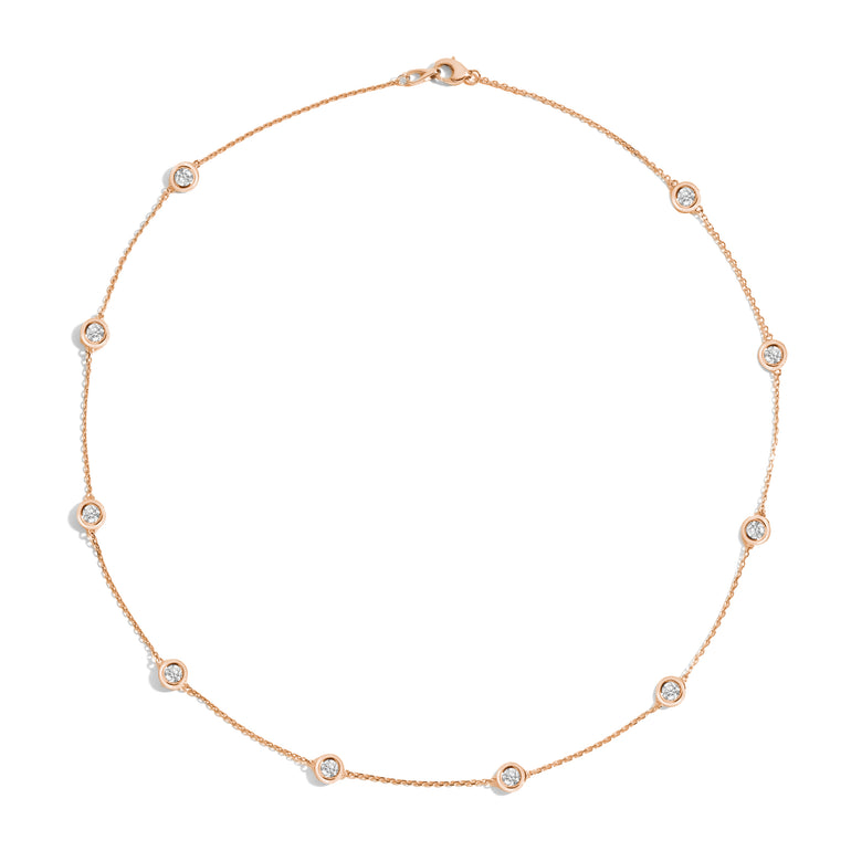 Shahla Karimi XL Chanel-Set Diamond Scatter Rose Gold Necklace