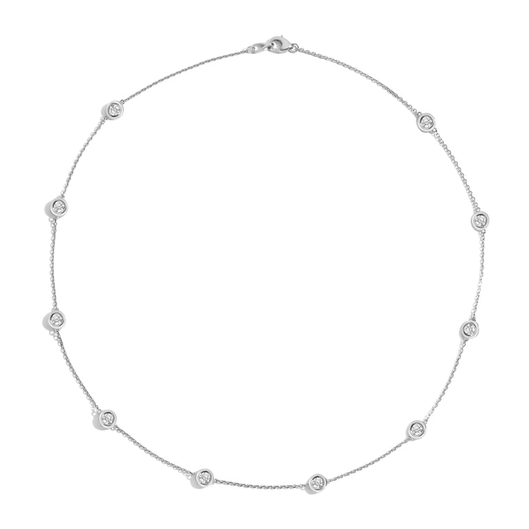 Shahla Karimi XL Chanel-Set Diamond Scatter White Gold Necklace