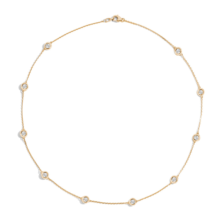 Shahla Karimi XL Chanel-Set Diamond Scatter Yellow Gold Necklace