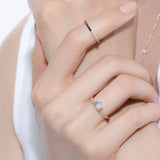 Shahla Karimi Jewelry Love Black & White Diamond Ring 14K Yellow Gold on Model