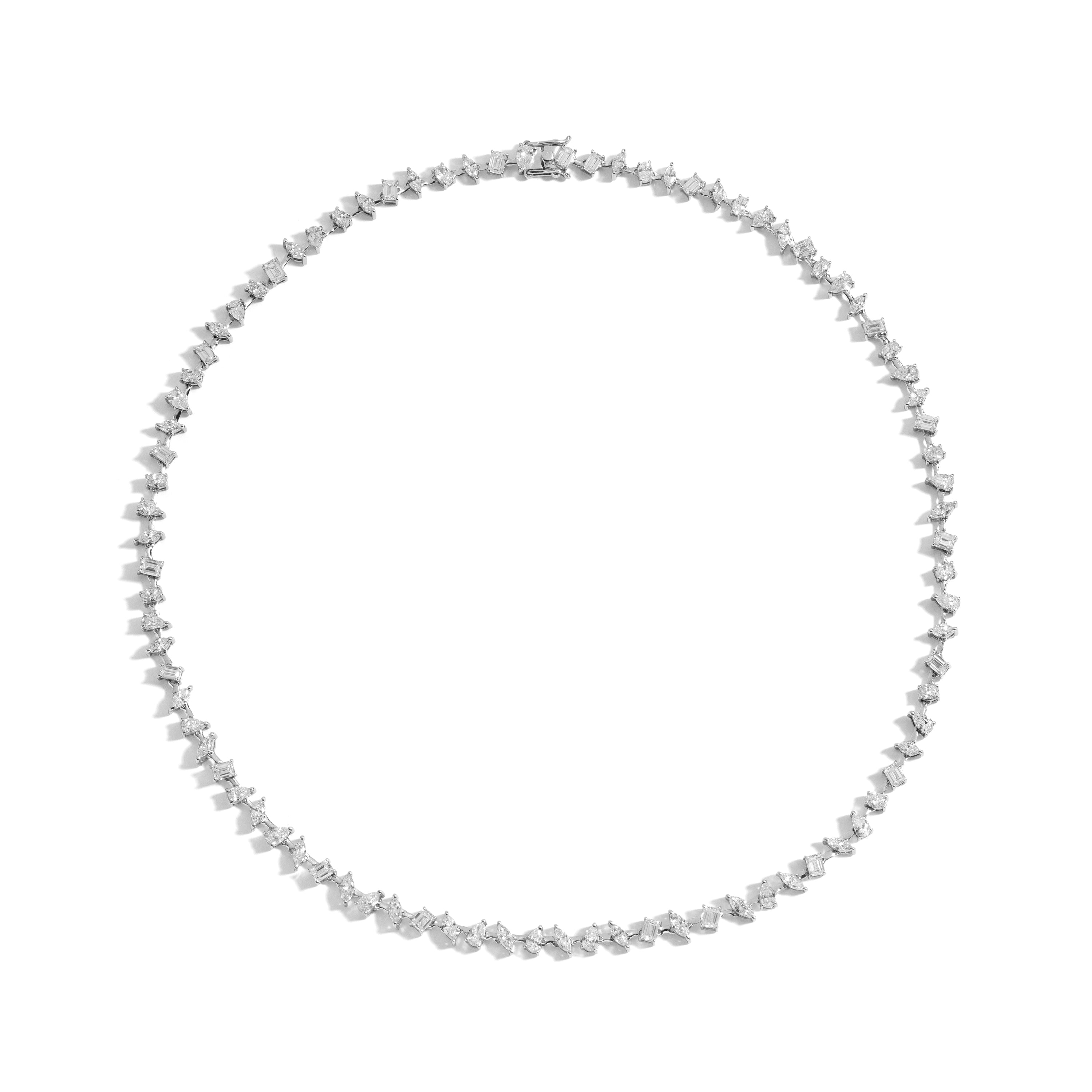 Shahla Karimi 8 Carat Multi-shape Diamond White Gold Tennis Necklace