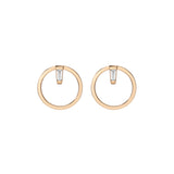 Shahla Karimi Jewelry Landmark Collection 14K Yellow Gold Chrysler Hoop Stud Earring with White Diamond Tapered Baguette