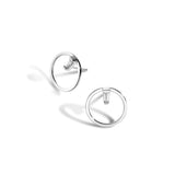 Shahla Karimi Jewelry Landmark Collection 14K White Gold Chrysler Hoop Stud Earring with White Diamond Tapered Baguette