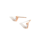Shahla Karimi Jewelry Landmark Collection 14K Rose Gold Chrysler Stud Earring with White Diamond Tapered Baguette